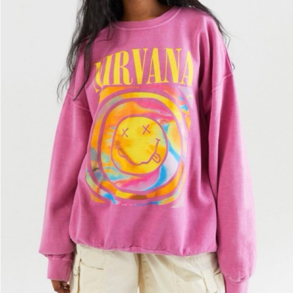 Urban Outfitters Pink Nirvana Graphic Sweatshirt